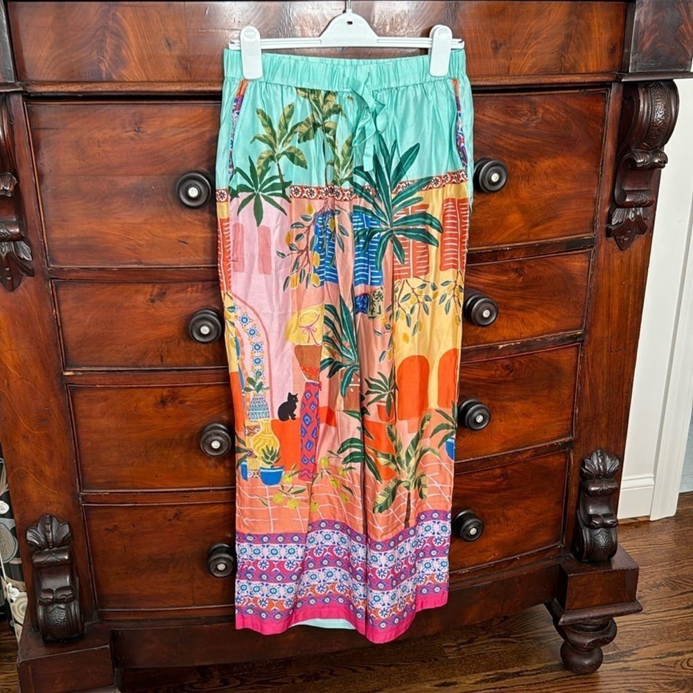 Seafolly On Vacation Silk Pant size Medium Cat Lovers - Picture 10 of 13